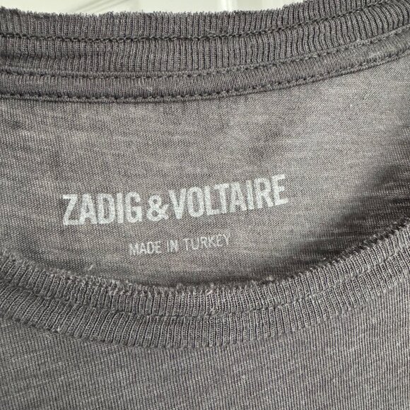 Zadig & Voltaire ROCK Tee Shirt in Grey, size Medium (fits like size small) - Picture 3 of 5
